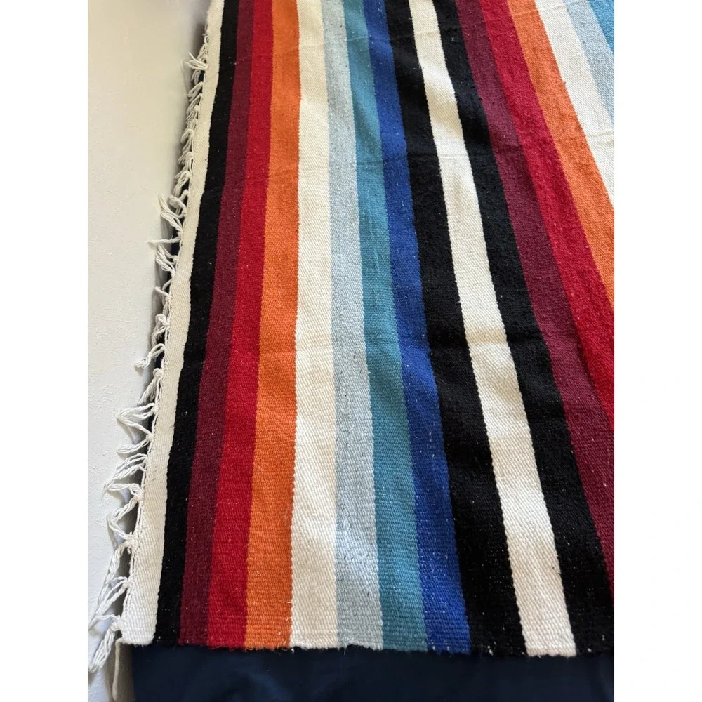 Vintage? Mexico Aztec Blanket Wall Hanging Wool? Cotton?